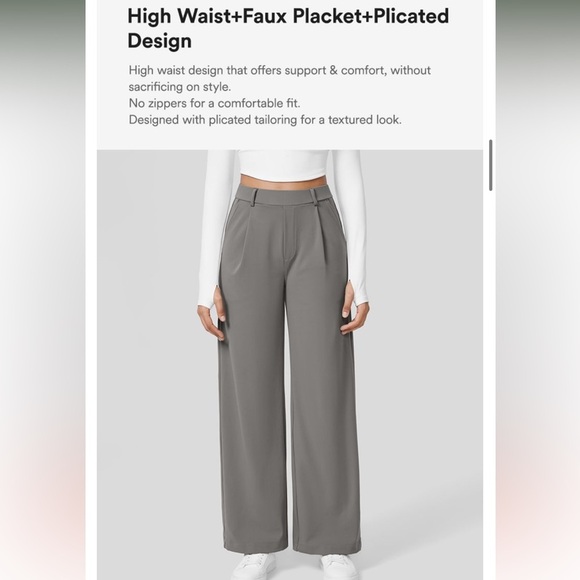 Halara Black High Waisted Plicated Side Pocket Straight Leg Work Pants NEW/NWOT! - Picture 7 of 16